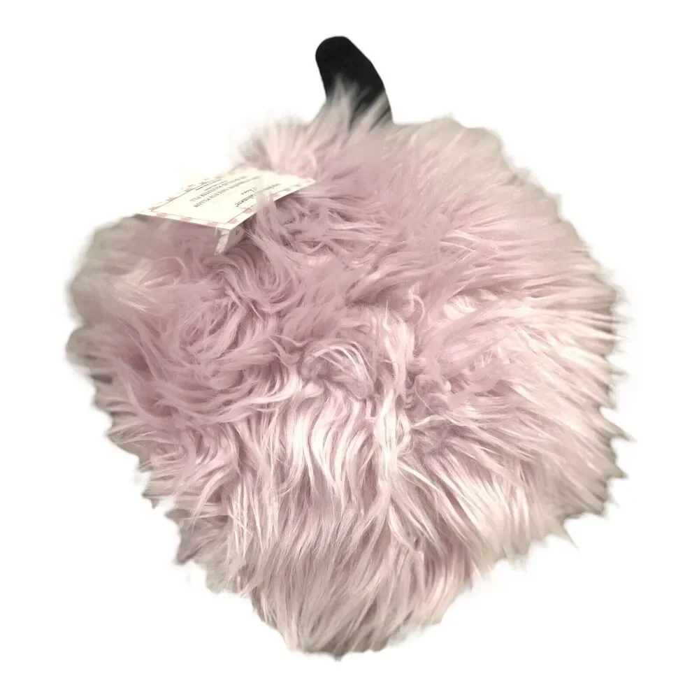 Cupcakes and Cashmere Halloween Pillow Fuzzy Pink Jack o Lantern 14 Inches NEW